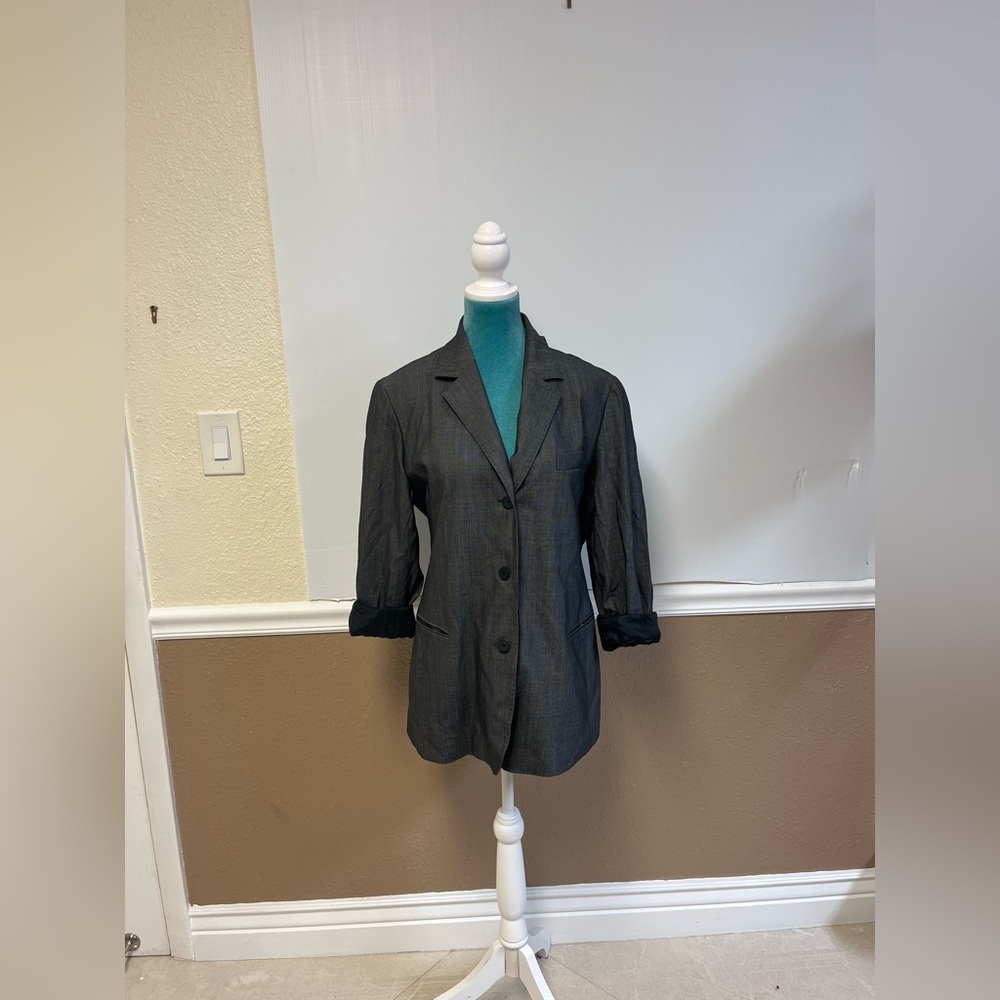 Lafayette 148 New York Women’s Blazer Size 12 Wool Silk Blend‎ Slate Gray Jacket